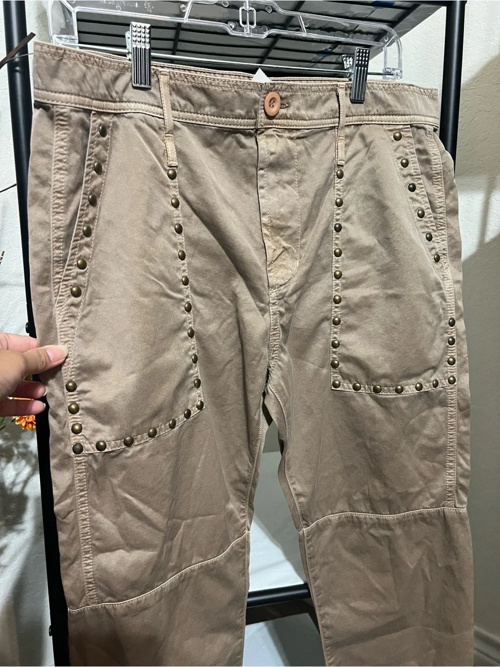 NWT Calvin Rucker Tan Studded Pants